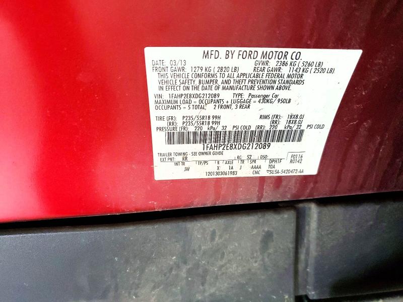 58084836 :رقم المزاد ، 1FAHP2E8XDG212089 vin ، 2013 Ford Taurus مزاد بيع