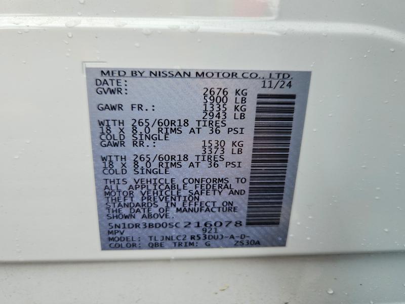 Aukcja sprzedaży 2025 Nissan Pathfinder, vin: 5N1DR3BD0SC216078, numer aukcji: 56625136