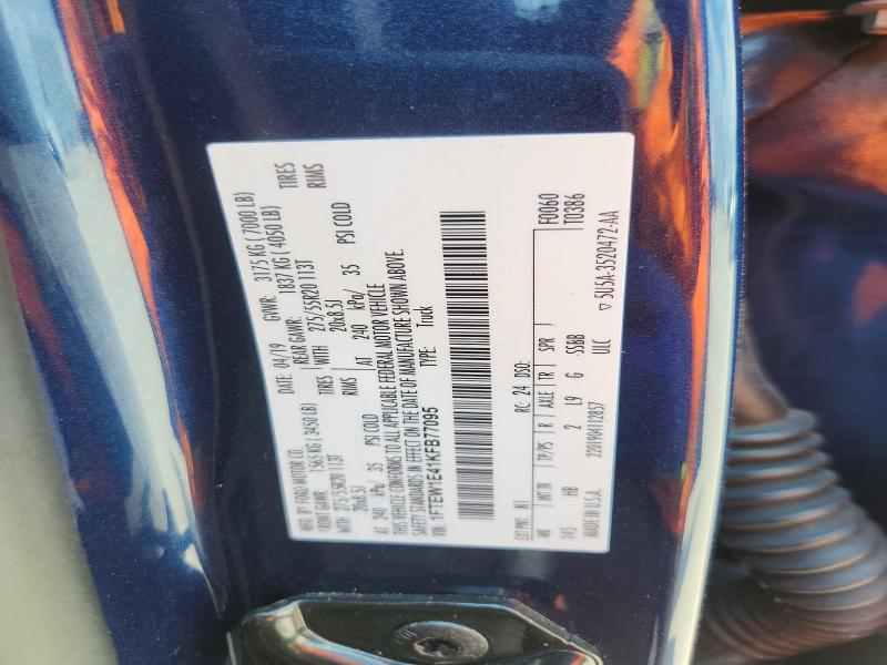 2019 Ford F150 მანქანა იყიდება აუქციონზე, vin: 1FTEW1E41KFB77095, აუქციონის ნომერი: 58408936