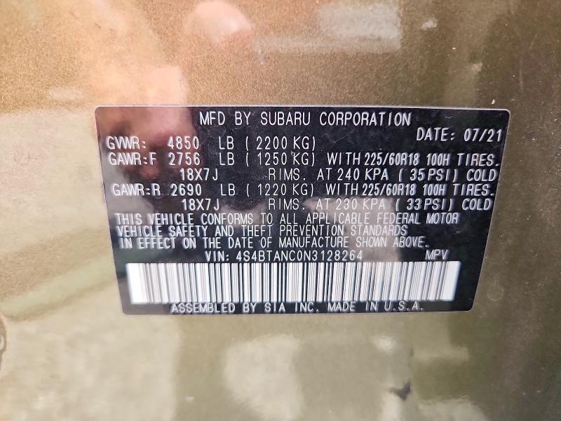 55335506 :رقم المزاد ، 4S4BTANC0N3128264 vin ، 2022 Subaru Outback مزاد بيع