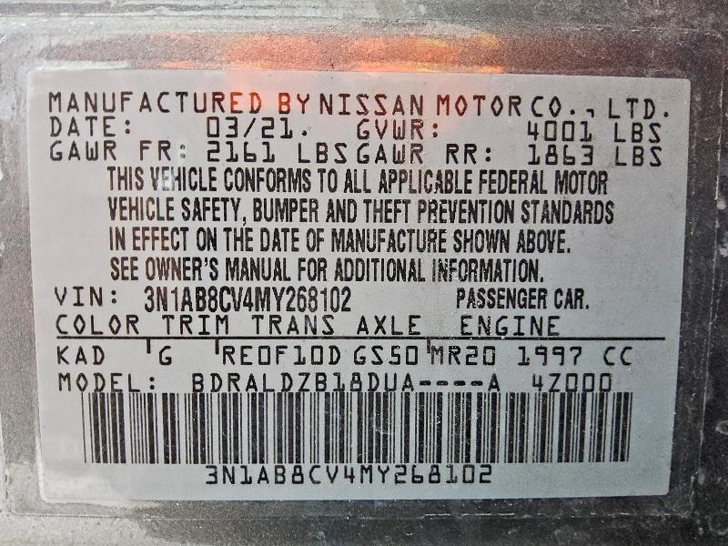 Продажа на аукционе авто 2021 Nissan Sentra, vin: 3N1AB8CV4MY268102, номер лота: 57437996
