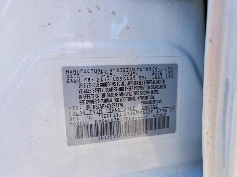 2019 Nissan Sentra მანქანა იყიდება აუქციონზე, vin: 3N1AB7APXKY322174, აუქციონის ნომერი: 57323726