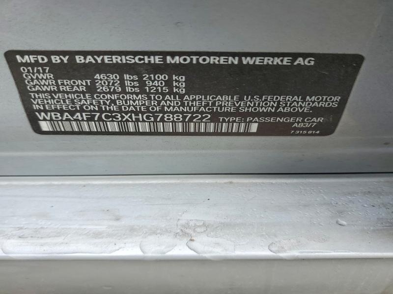 Aukcja sprzedaży 2017 Bmw 430i, vin: WBA4F7C3XHG788722, numer aukcji: 57650596