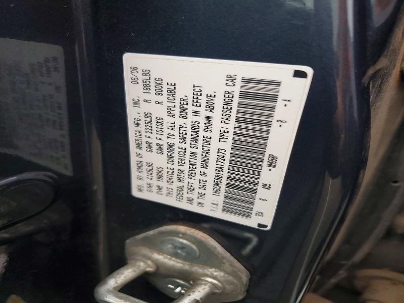 56965916 :رقم المزاد ، 1HGCM56816A172473 vin ، 2006 Honda Accord مزاد بيع