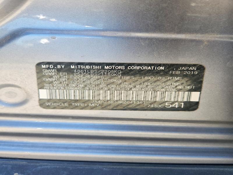 Продажа на аукционе авто 2019 Mitsubishi Outlander, vin: JA4AZ3A33KZ041381, номер лота: 56030486