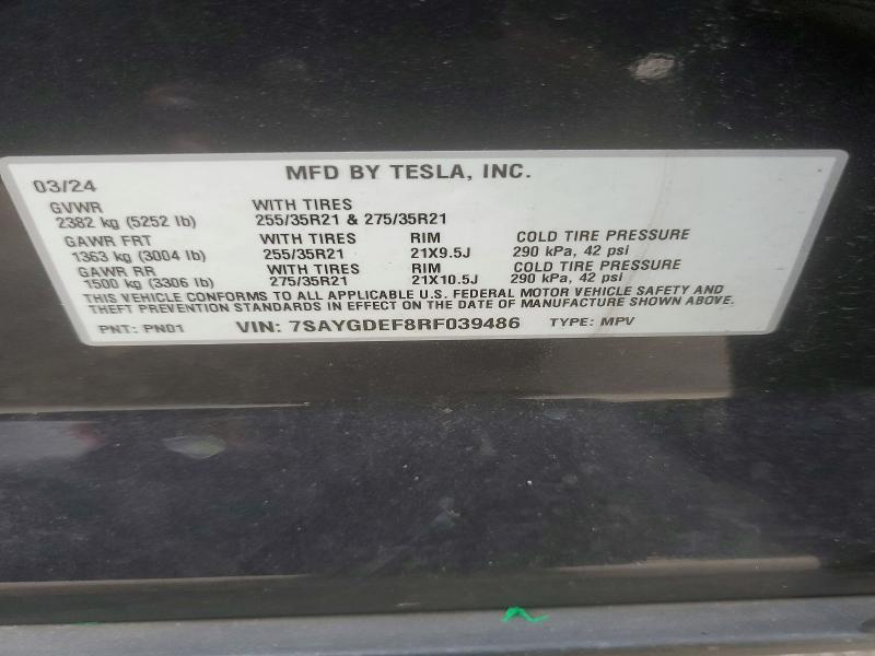 Aukcja sprzedaży 2024 Tesla Model Y, vin: 7SAYGDEF8RF039486, numer aukcji: 58387326