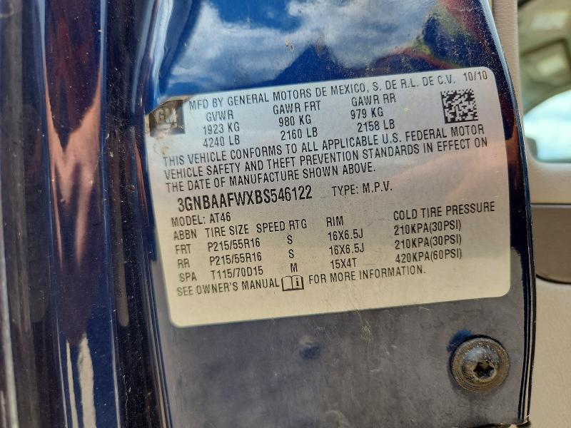 Auction sale of the 2011 Chevrolet Hhr, vin: 3GNBAAFWXBS546122, lot number: 57089786