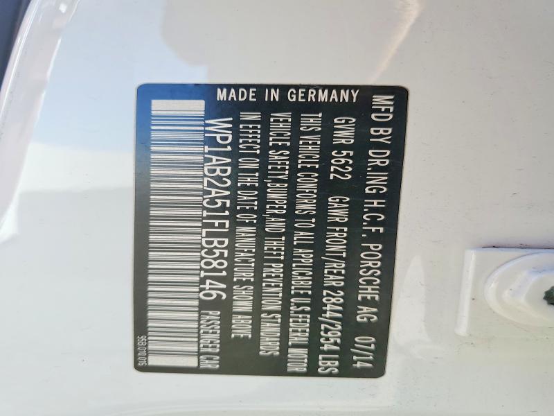 55912636 :رقم المزاد ، WP1AB2A51FLB58146 vin ، 2015 Porsche Macan مزاد بيع