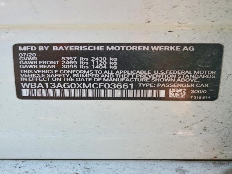 55468256 :رقم المزاد ، WBA13AG0XMCF03661 vin ، 2021 Bmw 530e مزاد بيع