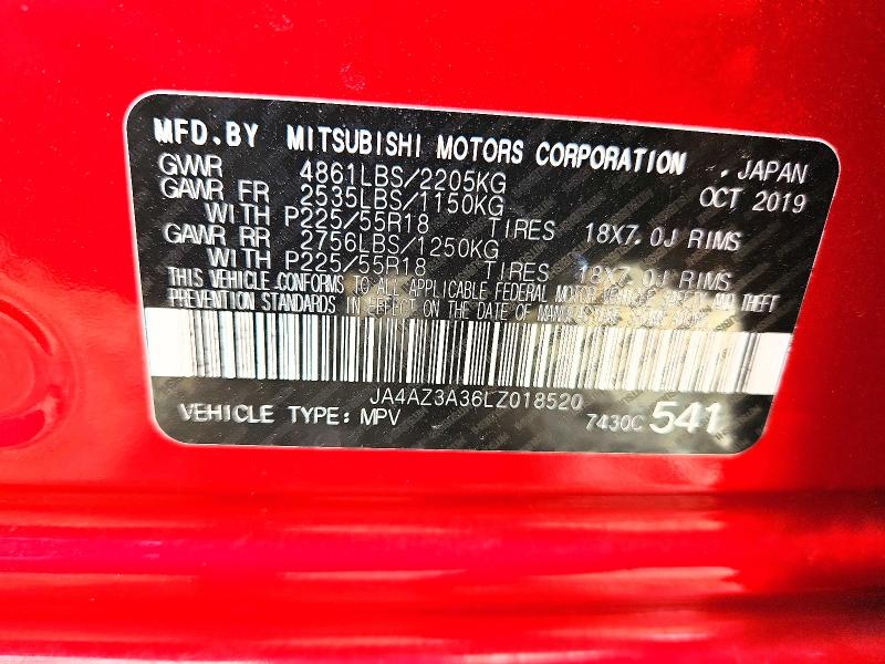 Aukcja sprzedaży 2020 Mitsubishi Outlander, vin: JA4AZ3A36LZ018520, numer aukcji: 57882476