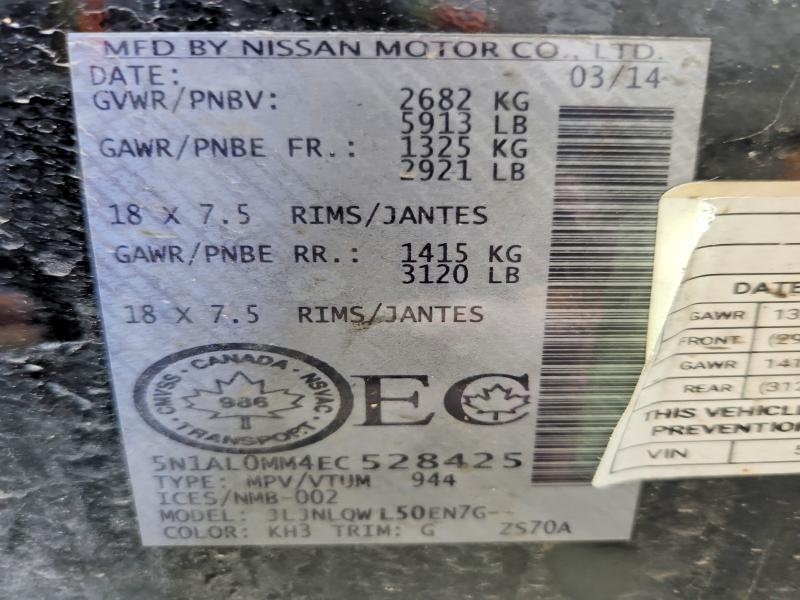 Aukcja sprzedaży 2014 Infiniti Qx60, vin: 5N1AL0MM4EC528425, numer aukcji: 58031066