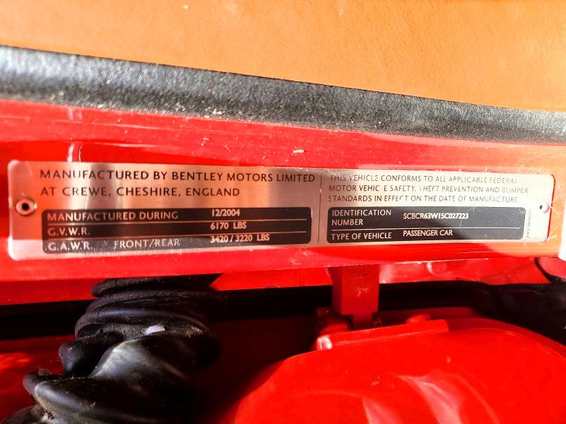 2005 Bentley Continental მანქანა იყიდება აუქციონზე, vin: SCBCR63W15C027223, აუქციონის ნომერი: 57054326