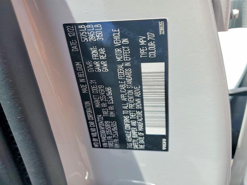 57626606 :رقم المزاد ، YV4ED3GK4P2047224 vin ، 2023 Volvo C40 مزاد بيع