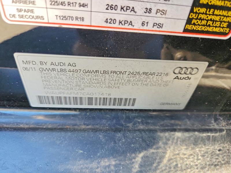 2012 Audi A3 მანქანა იყიდება აუქციონზე, vin: WAUPFAFM7CA017418, აუქციონის ნომერი: 57305996