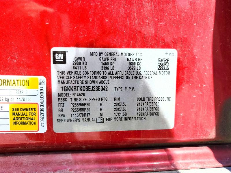 2014 Gmc Acadia მანქანა იყიდება აუქციონზე, vin: 1GKKRTKD8EJ235042, აუქციონის ნომერი: 55827966