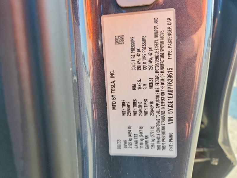 Aukcja sprzedaży 2023 Tesla Model 3, vin: 5YJ3E1EA6PF639615, numer aukcji: 59125086