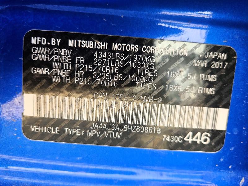 Продажа на аукционе авто 2017 Mitsubishi Rvr, vin: JA4AJ3AU5HZ608618, номер лота: 57392106