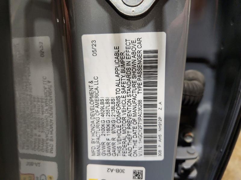 Продажа на аукционе авто 2023 Honda Accord, vin: 1HGCY2F71PA036288, номер лота: 58181056