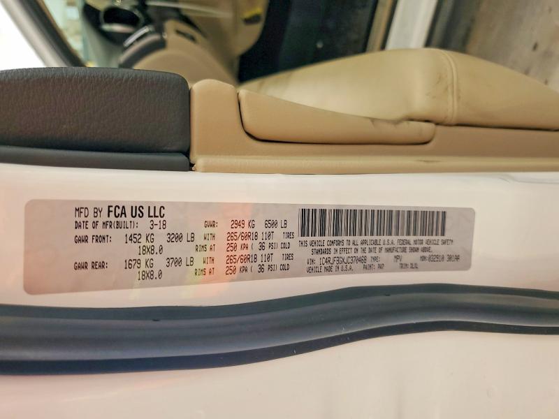 56313806 :رقم المزاد ، 1C4RJFBGXJC370468 vin ، 2018 Jeep Gr Cheroke مزاد بيع