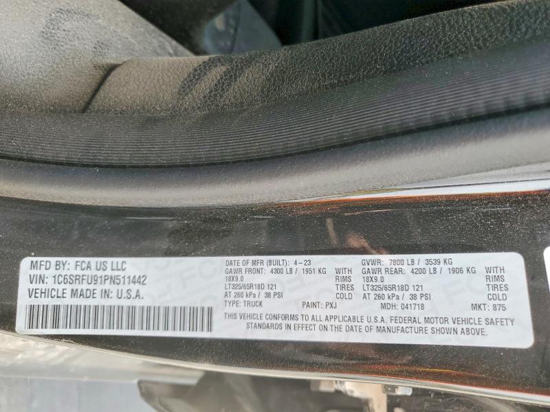 Продажа на аукционе авто 2023 Ram 1500, vin: 1C6SRFU91PN511442, номер лота: 56718706