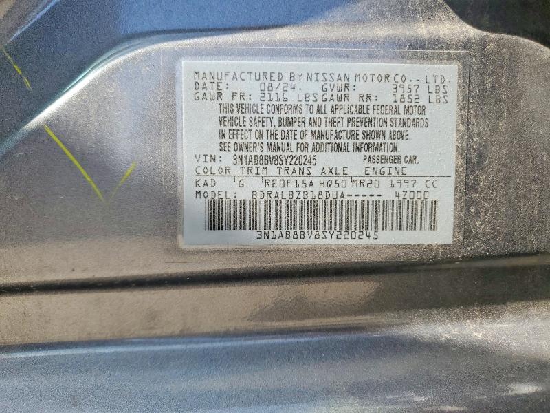 2025 Nissan Sentra მანქანა იყიდება აუქციონზე, vin: 3N1AB8BV8SY220245, აუქციონის ნომერი: 76293775