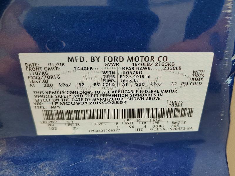 2008 Ford Escape მანქანა იყიდება აუქციონზე, vin: 1FMCU93128KC92854, აუქციონის ნომერი: 56872986