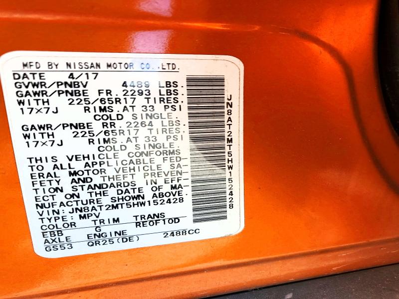 Продаж на аукціоні авто 2017 Nissan Rogue, vin: JN8AT2MT5HW152428, номер лоту: 56961016