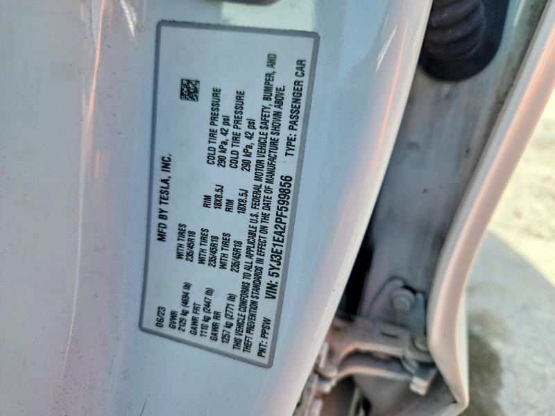 Продажа на аукционе авто 2023 Tesla Model 3, vin: 5YJ3E1EA2PF599856, номер лота: 55514376