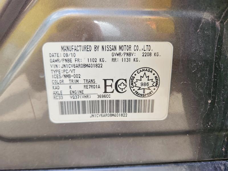 56478386 :رقم المزاد ، JN1CV6AR0BM401822 vin ، 2011 Infiniti G37 Sedan مزاد بيع