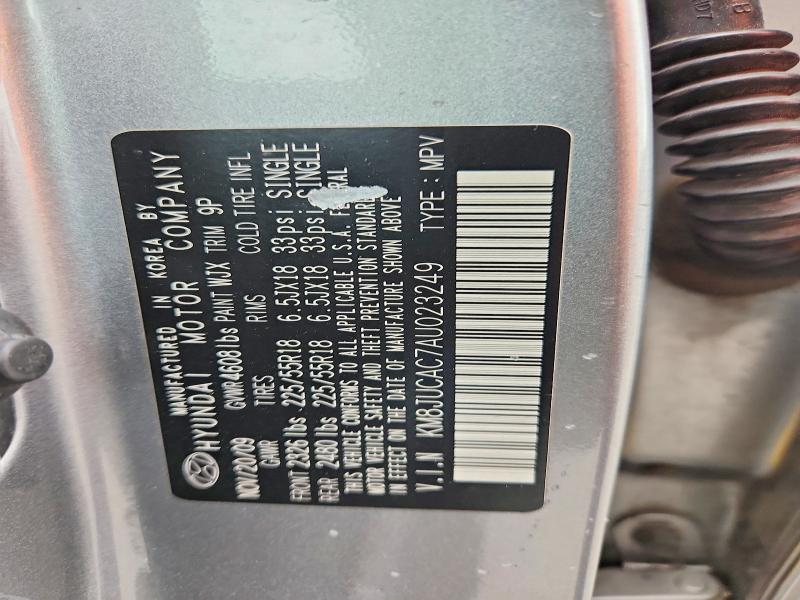 2010 Hyundai Tucson მანქანა იყიდება აუქციონზე, vin: KM8JUCAC7AU023249, აუქციონის ნომერი: 58010846