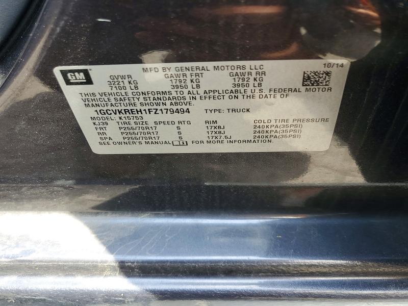 2015 Chevrolet Silverado მანქანა იყიდება აუქციონზე, vin: 1GCVKREH1FZ179494, აუქციონის ნომერი: 57903486