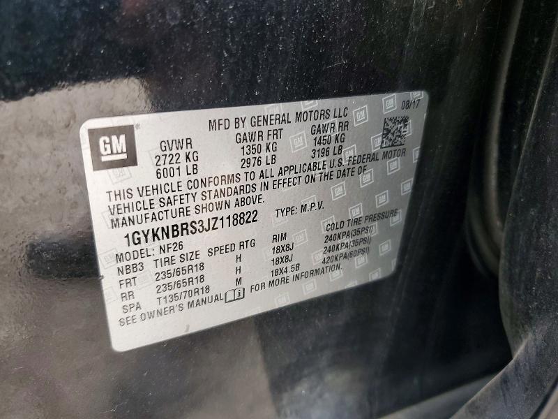 56238336 :رقم المزاد ، 1GYKNBRS3JZ118822 vin ، 2018 Cadillac Xt5 مزاد بيع