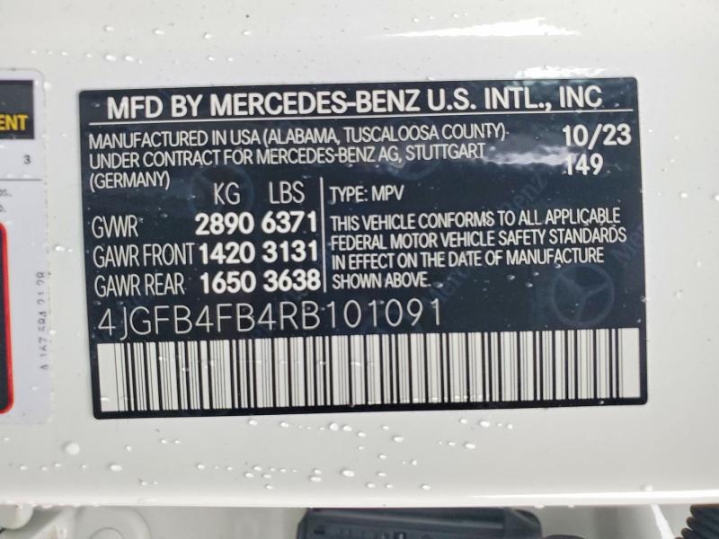 2024 Mercedes-benz Gle მანქანა იყიდება აუქციონზე, vin: 4JGFB4FB4RB101091, აუქციონის ნომერი: 57440076