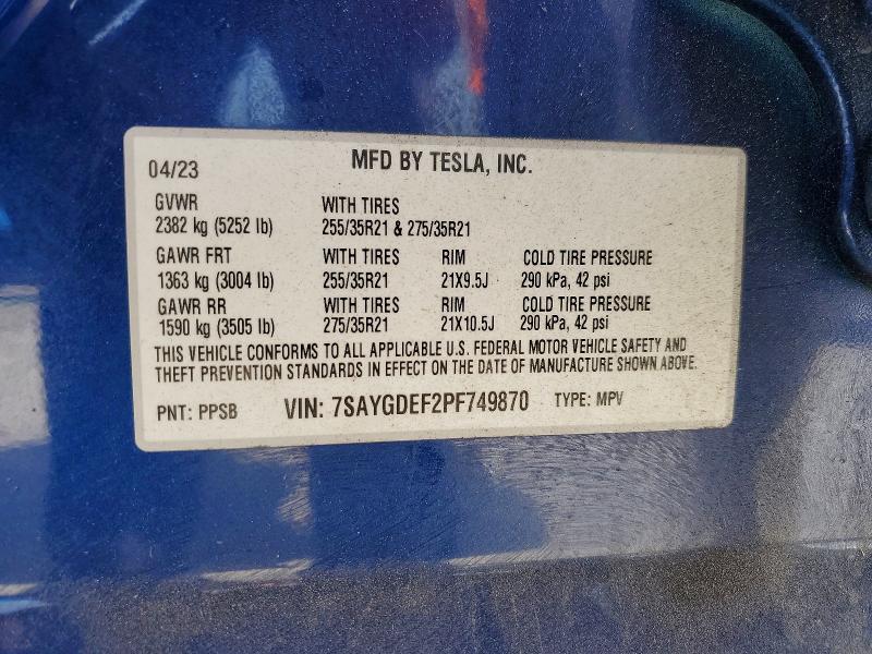 Продаж на аукціоні авто 2023 Tesla Model Y, vin: 7SAYGDEF2PF749870, номер лоту: 59059966