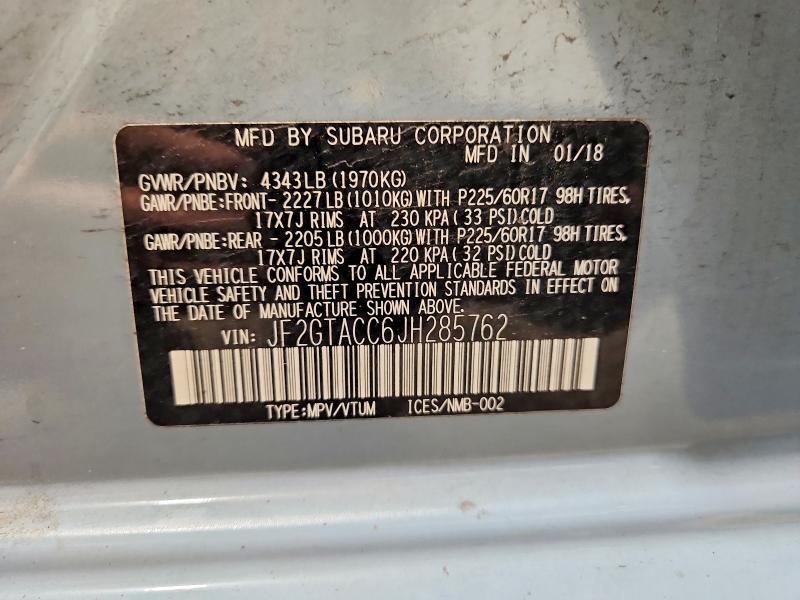 Продажа на аукционе авто 2018 Subaru Crosstrek, vin: JF2GTACC6JH285762, номер лота: 57836306