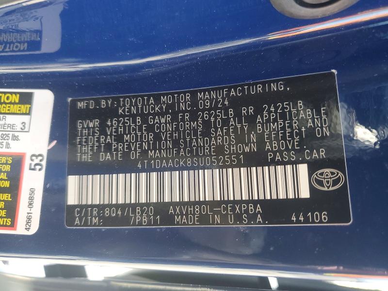 Продажа на аукционе авто 2025 Toyota Camry, vin: 4T1DAACK8SU052551, номер лота: 58552006