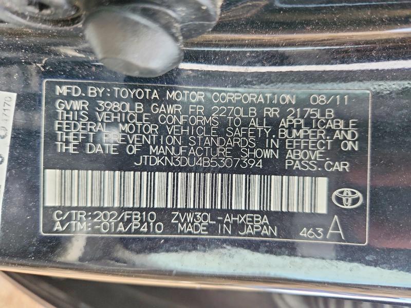 Продажа на аукционе авто 2011 Toyota Prius, vin: JTDKN3DU4B5307394, номер лота: 55173896