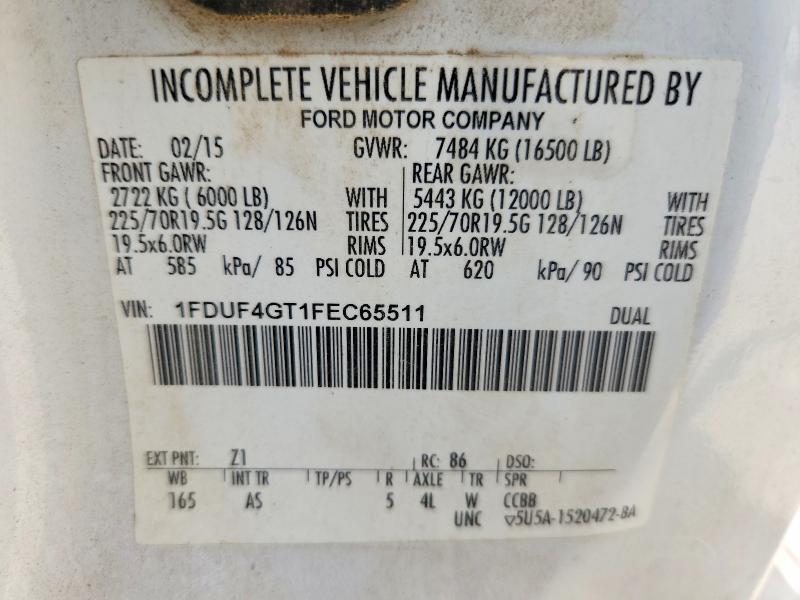 2015 Ford F450 მანქანა იყიდება აუქციონზე, vin: 1FDUF4GT1FEC65511, აუქციონის ნომერი: 56067626