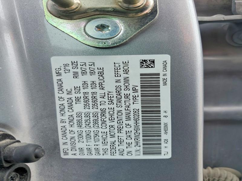 Aukcja sprzedaży 2017 Honda Cr-v, vin: 2HKRW2H9XHH602052, numer aukcji: 58883376
