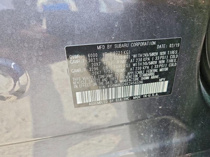 Aukcja sprzedaży 2019 Subaru Ascent, vin: 4S4WMAED6K3456596, numer aukcji: 55074576