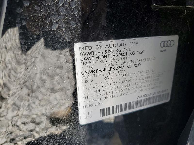 58622396 :رقم المزاد ، WA1DECF33L1028051 vin ، 2020 Audi Q3 مزاد بيع