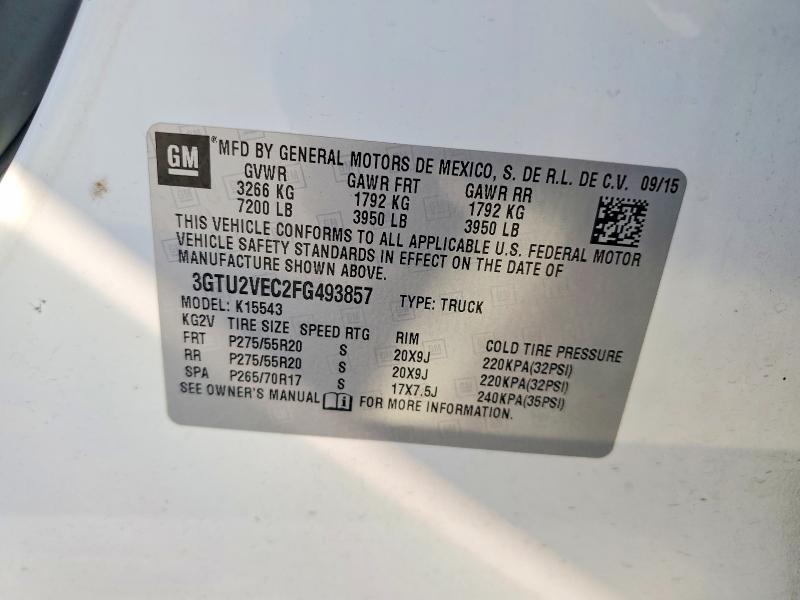 Aukcja sprzedaży 2015 Gmc Sierra, vin: 3GTU2VEC2FG493857, numer aukcji: 56143246