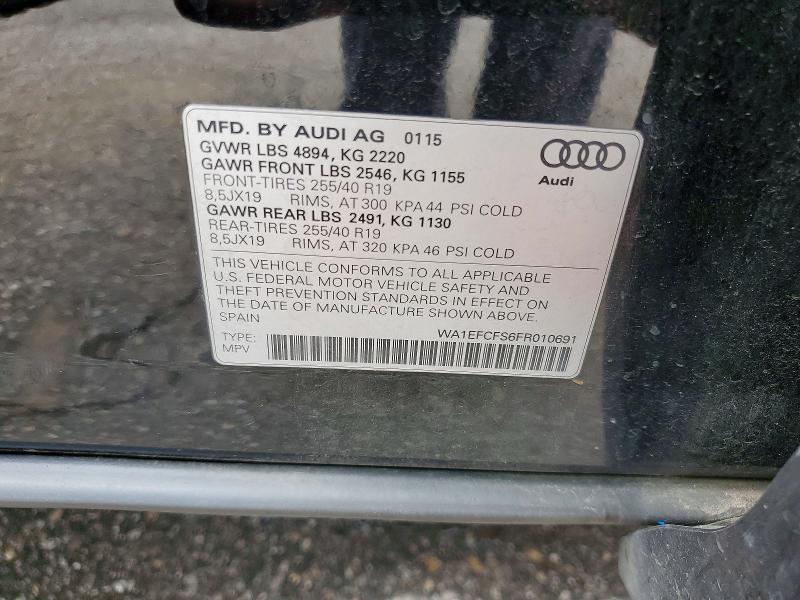 Продажа на аукционе авто 2015 Audi Q3, vin: WA1EFCFS6FR010691, номер лота: 55063476