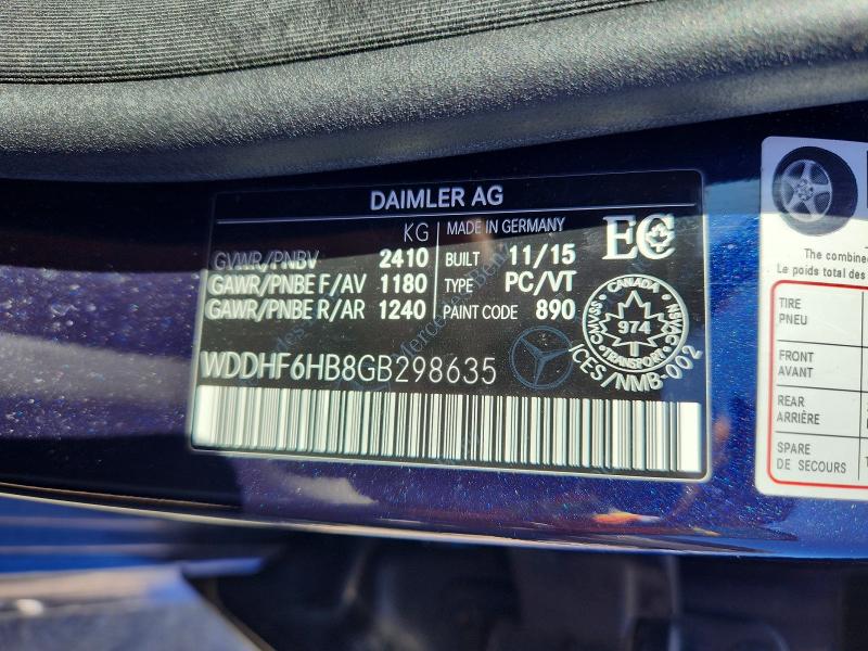 2016 Mercedes-benz E მანქანა იყიდება აუქციონზე, vin: WDDHF6HB8GB298635, აუქციონის ნომერი: 55113776