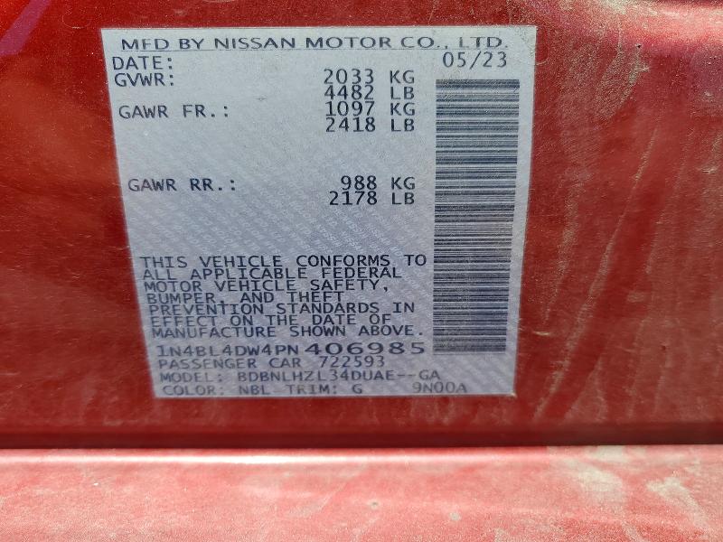 57097776 :رقم المزاد ، 1N4BL4DW4PN406985 vin ، 2023 Nissan Altima مزاد بيع