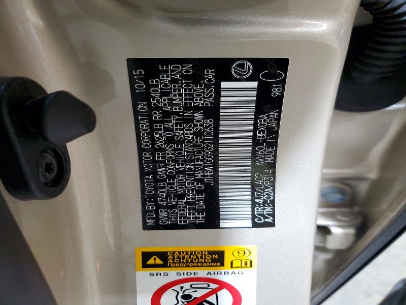 57390916 :رقم المزاد ، JTHBW1GG9G2110638 vin ، 2016 Lexus Es مزاد بيع
