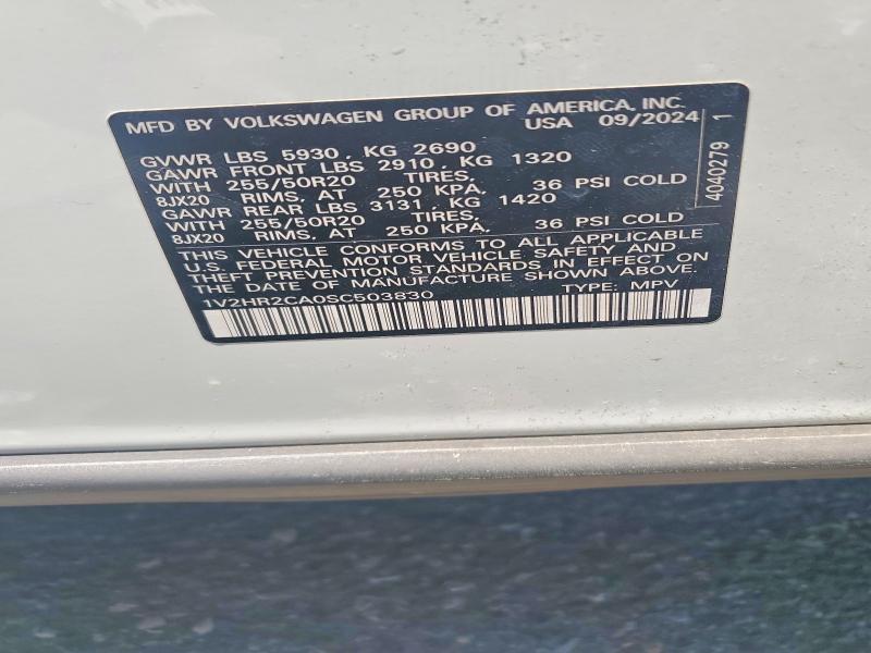 Aukcja sprzedaży 2025 Volkswagen Atlas, vin: 1V2HR2CA0SC503830, numer aukcji: 56314496