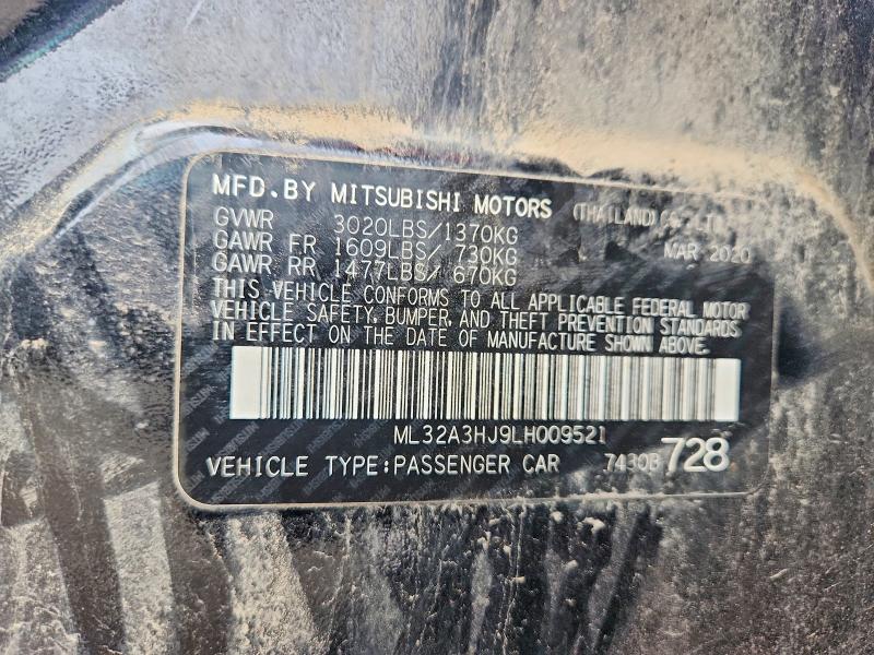 57473316 :رقم المزاد ، ML32A3HJ9LH009521 vin ، 2020 Mitsubishi Mirage مزاد بيع