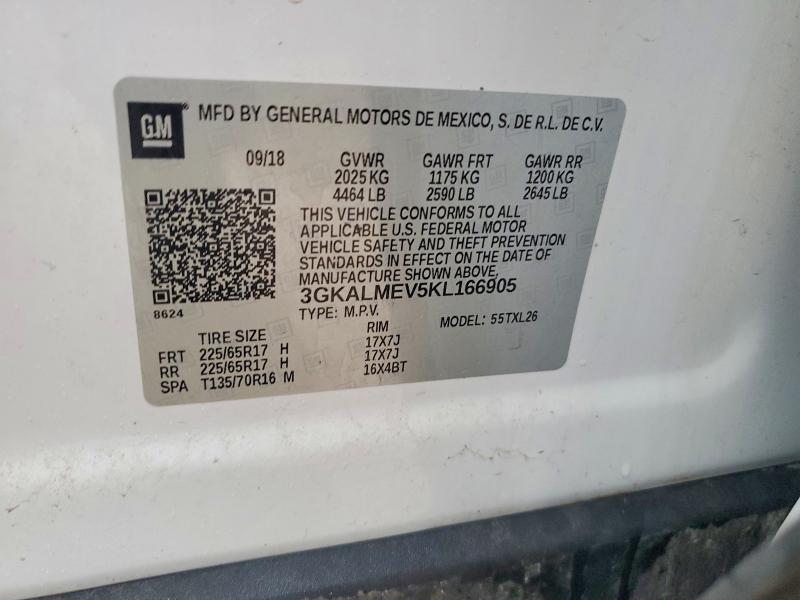 Aukcja sprzedaży 2019 Gmc Terrain, vin: 3GKALMEV5KL166905, numer aukcji: 58957066