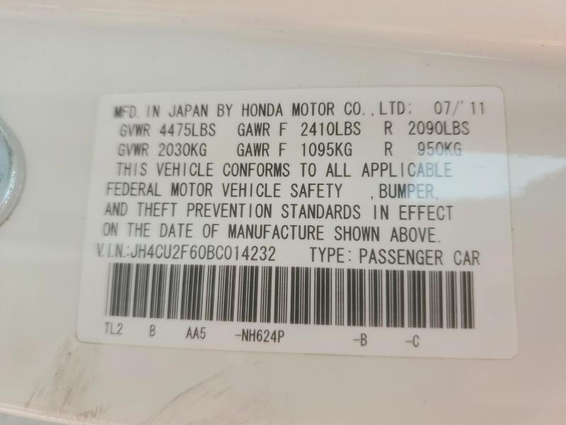 Aukcja sprzedaży 2011 Acura Tsx, vin: JH4CU2F60BC014232, numer aukcji: 55792396